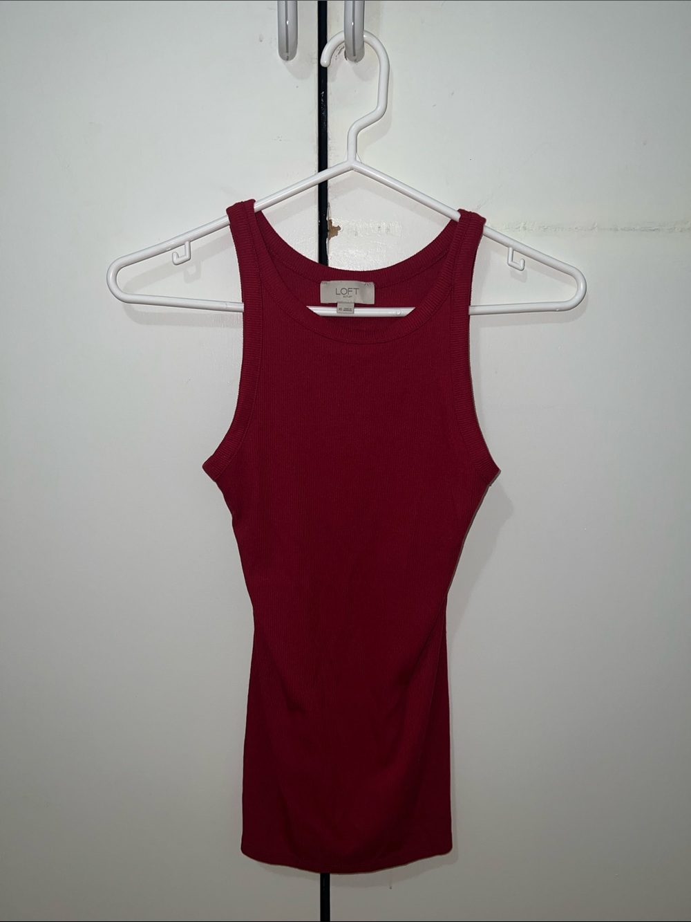 LOFT Ribbed Sleeveless Tank Top - Deep Wine